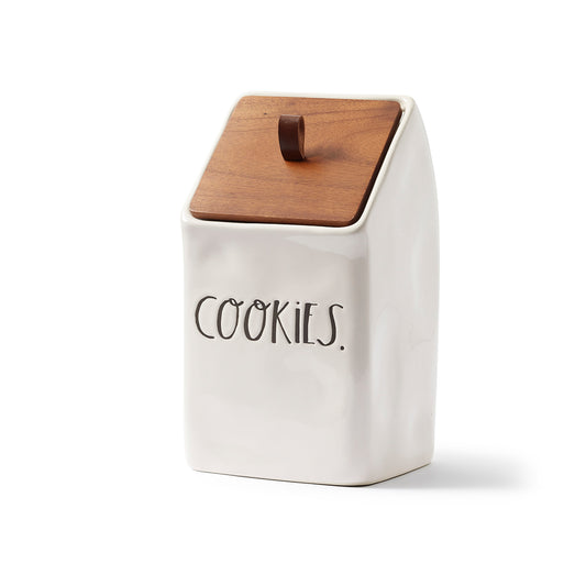 RAE DUNN STEM PRINT COOKIES CANISTER WITH WOOD LID
