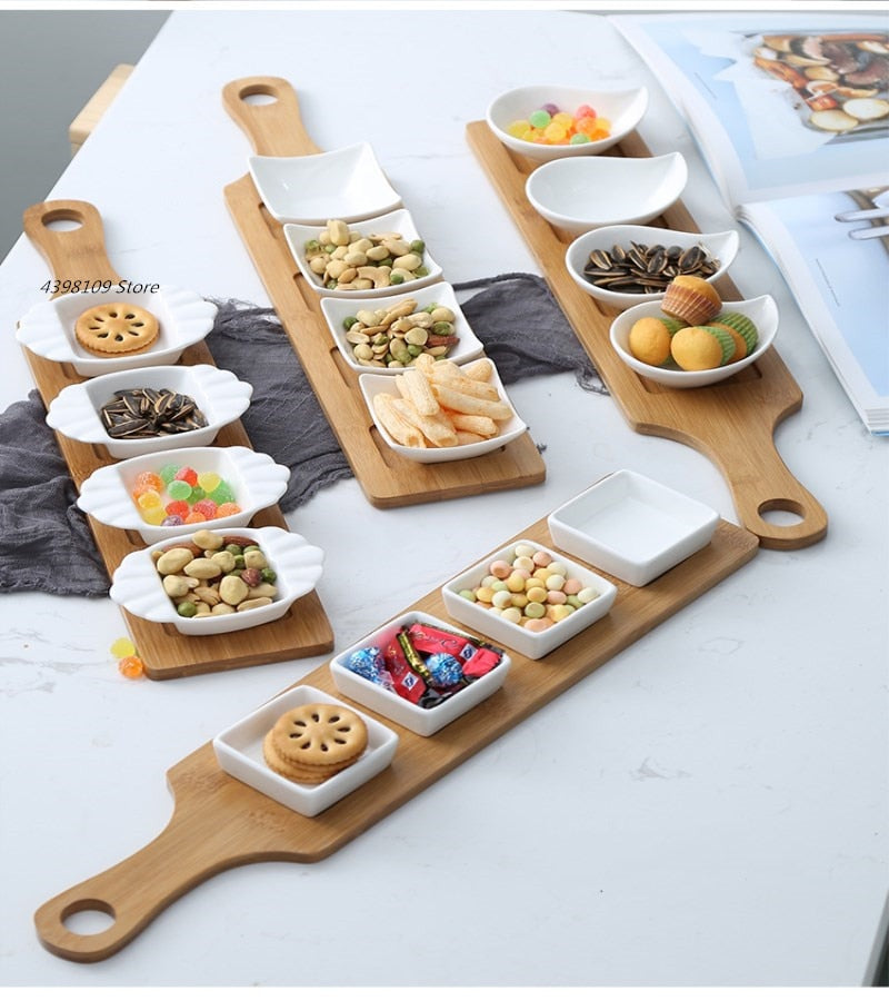 CERAMIC BAMBOO SNACK TRAY