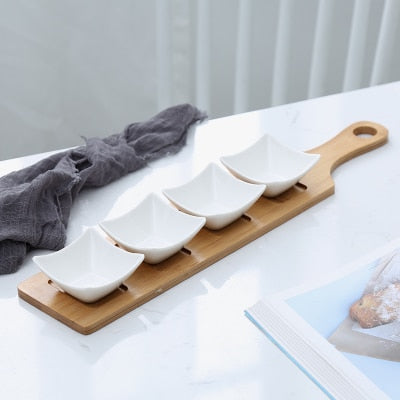 CERAMIC BAMBOO SNACK TRAY