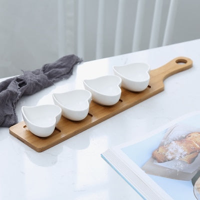 CERAMIC BAMBOO SNACK TRAY