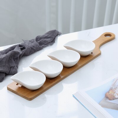 CERAMIC BAMBOO SNACK TRAY