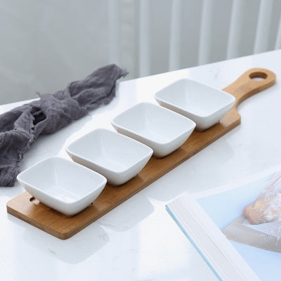 CERAMIC BAMBOO SNACK TRAY
