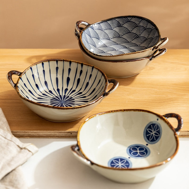 CERAMIC BOWLS WITH HANDLES