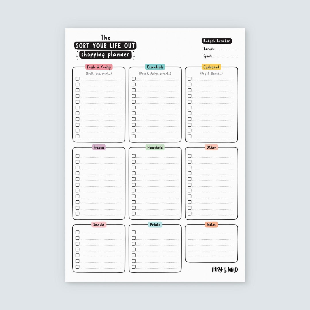 SORT YOUR LIFE OUT SHOPPING PLANNER PAD