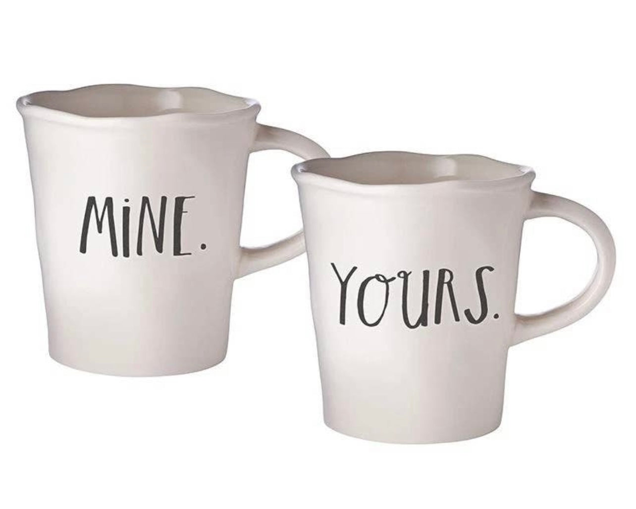 RAE DUNN STEM PRINT MINE AND YOURS CAFE MUGS (Set of 2)