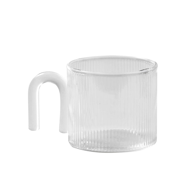 RIPPLE GLASS MUGS WITH UNIQUE HANDLE